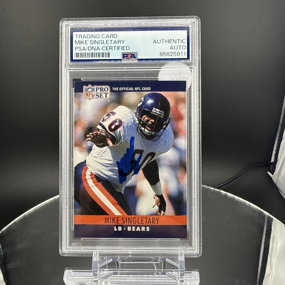 Mike‎ Singletary BEARS 1990 Pro Set Card Signed Auto Beckett BAS Slabbed